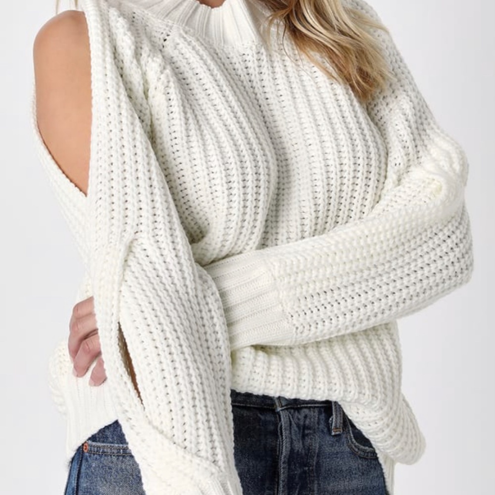 Cream Cream arm cutouts and lightweight knitted sweater